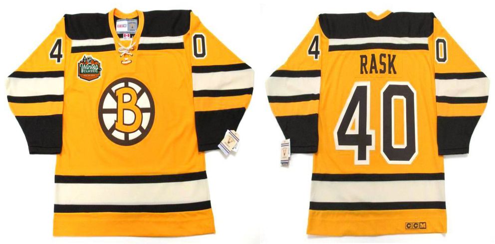 2019 Men Boston Bruins 40 Rask Yellow CCM NHL jerseys